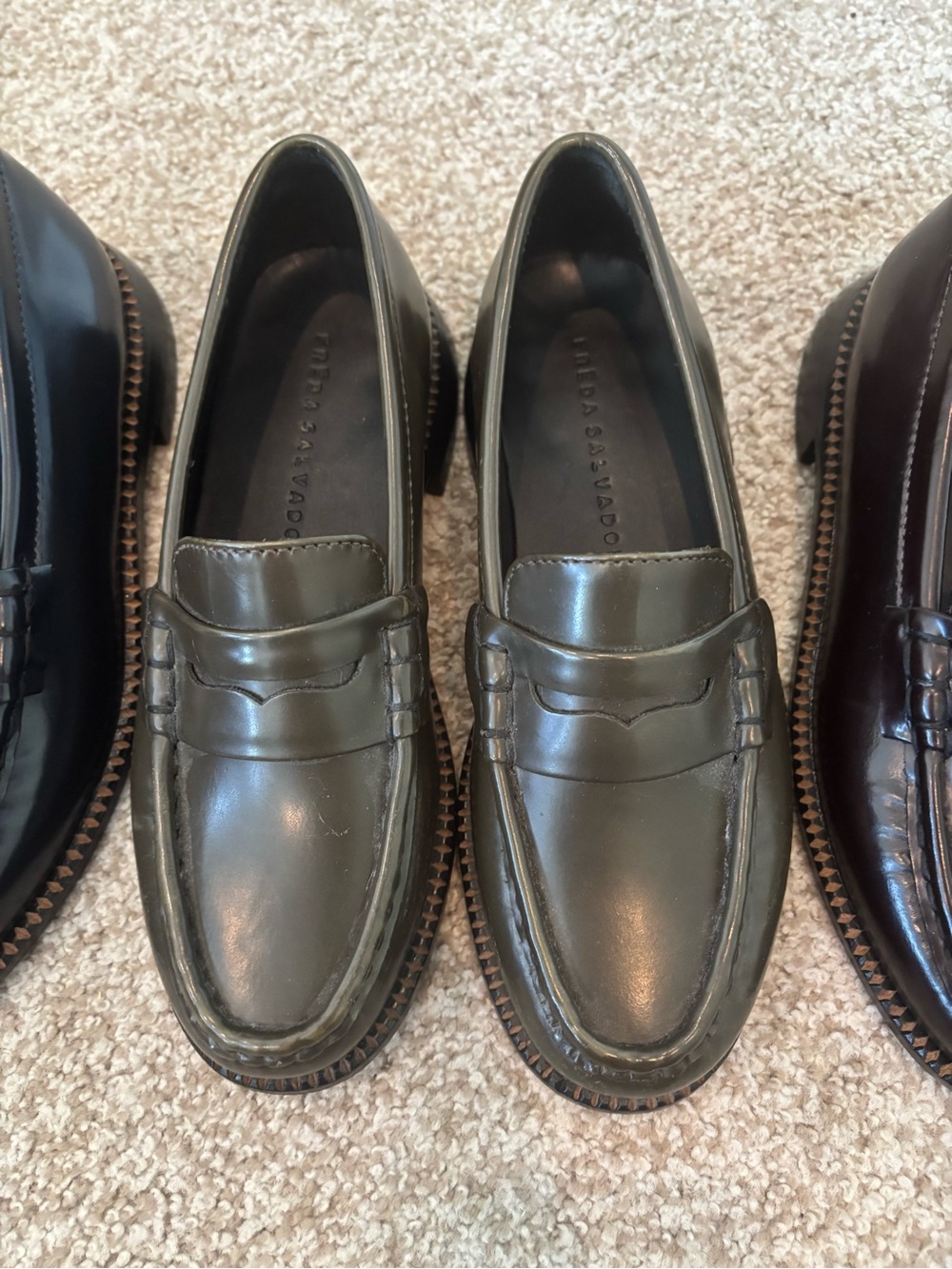 Freda Salvador Penny Loafers in Olive Green
